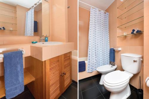 波尔图LV Premier Marques MQ2的浴室的两张照片,配有卫生间和水槽