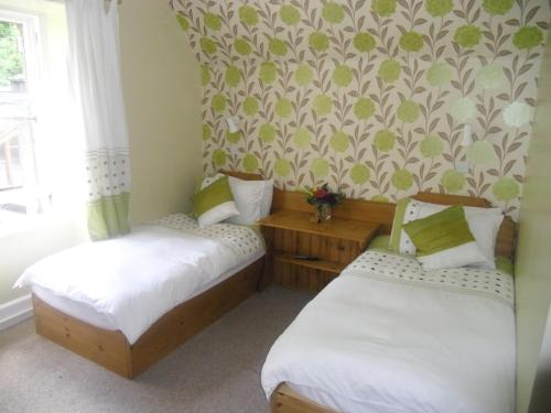 布罗迪克奥米达勒酒店的配有2张单人床的带墙壁客房