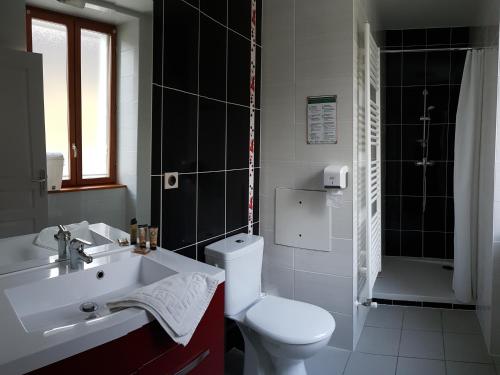 Aillon-le-JeuneHôtel du Soleil的浴室配有白色卫生间和盥洗盆。