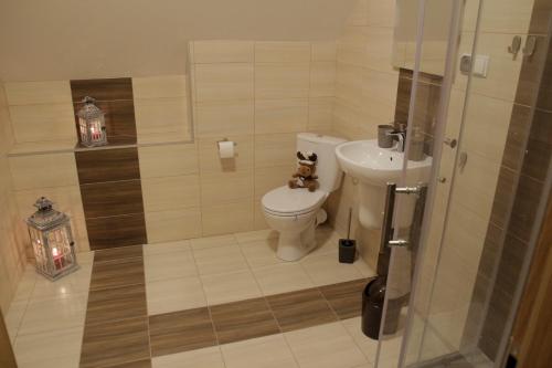 斯托尼拉斯奇Apartamenty MoToJar的一间带卫生间和水槽的浴室