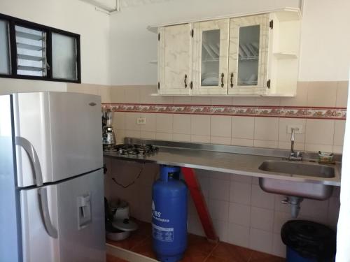 瓜塔佩El Nuevo Mirador的厨房配有冰箱和水槽