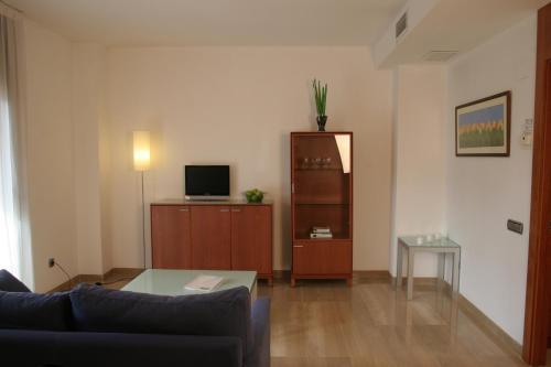 巴塞罗那Apartaments Aragó565的带沙发和电视的客厅