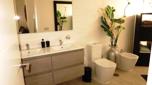 帕莱索海滩Feel-good-oasis的一间带水槽、卫生间和镜子的浴室