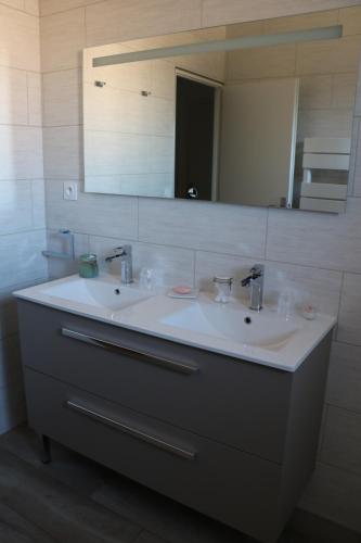 阿维尼翁新城劳斯塔莱德西尔维住宿加早餐旅馆的浴室设有2个水槽和镜子
