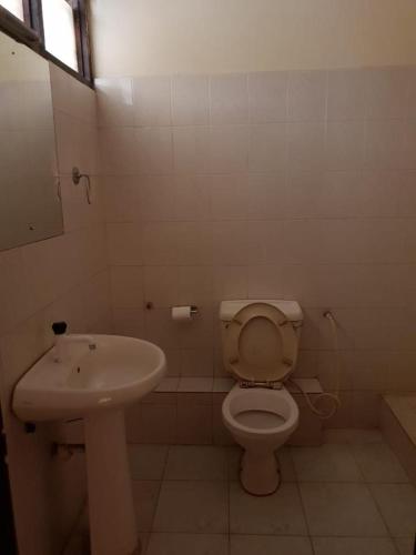 马林迪Surahi Restaurant & Guest House的一间带卫生间和水槽的浴室