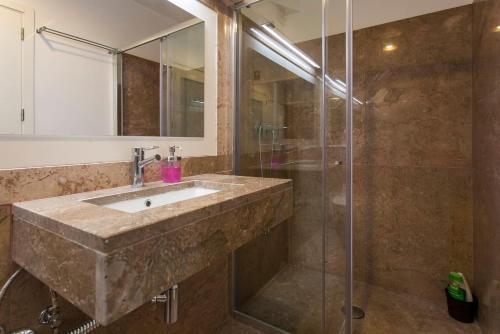 里斯本Exquisit Flat Right的一间带水槽和淋浴的浴室