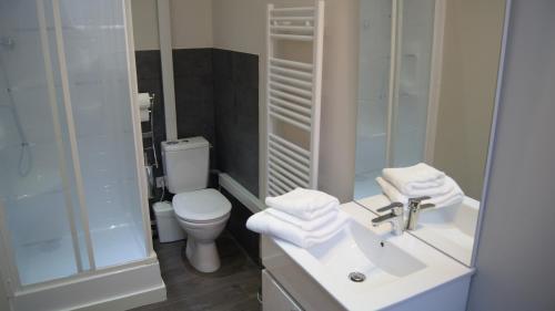 阿雅克修科瓦尔布朗克酒店的一间带水槽、卫生间和镜子的浴室