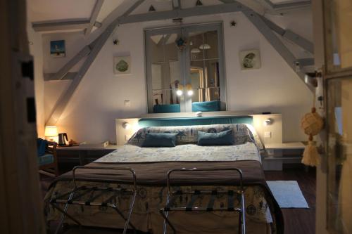 莫桑克斯乐奇蒂帕尼尔民宿的一间卧室配有一张带大镜子的床
