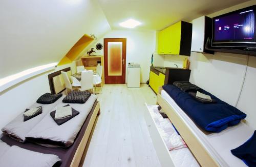 博希尼Apartma LINA, Encijan D-38的小房间设有两张床和一台平面电视