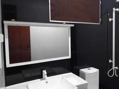 贾夫纳布林塔瓦那戴斯宾馆的一间带水槽、镜子和卫生间的浴室