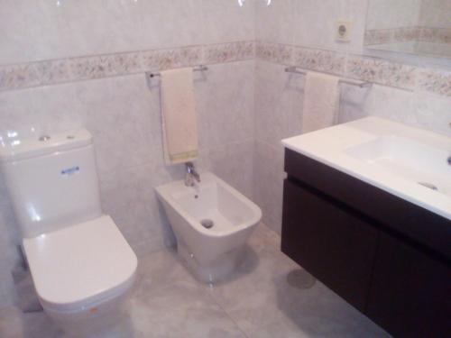 圣玛丽亚大德费拉Apartamento Arosa的浴室配有白色卫生间和盥洗盆。