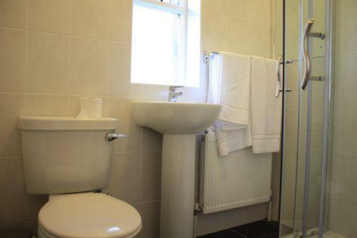 戈尔韦德索塔家庭旅馆的一间带卫生间、水槽和窗户的浴室