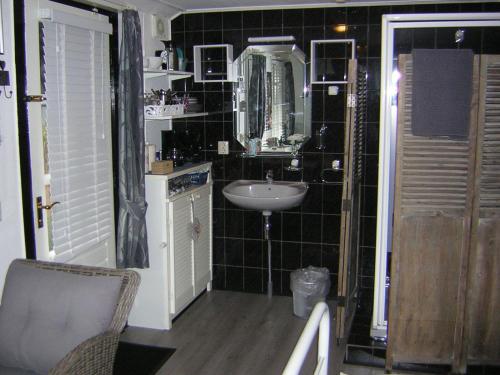 Sint PancrasPrive tuinhuis B&B Elly的一间带水槽和镜子的小浴室