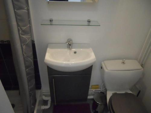 米尼赞海滩La Forêt 5的浴室配有白色水槽和卫生间。