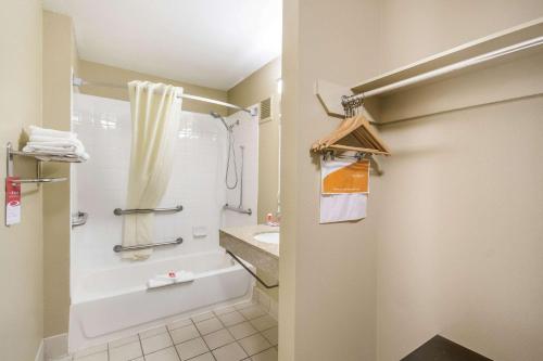 欧弗兰帕克肖尼依可诺奇套房I-35号旅馆的带淋浴和盥洗盆的浴室