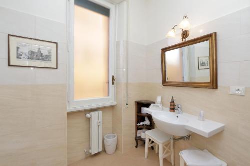 罗马马卢奇尼公寓的一间带水槽和镜子的浴室