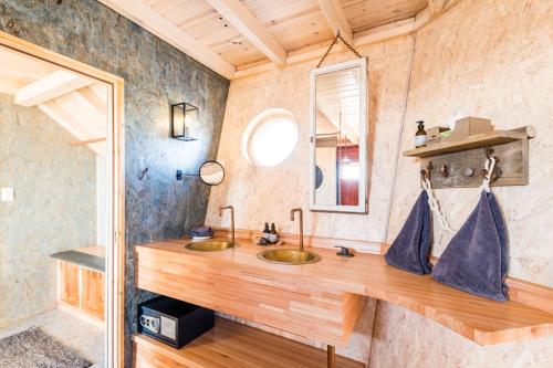 MöwebaaiShipwreck Lodge的一间带水槽和镜子的浴室