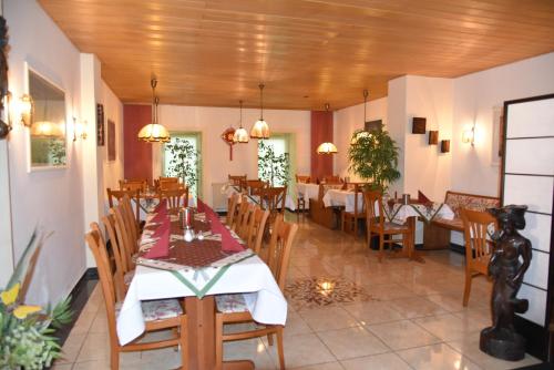萨尔茨吉特哈尔索夫酒店的餐厅内带桌椅的用餐室
