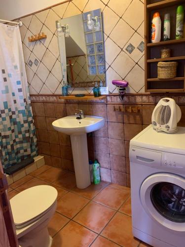 El Pinar del HierroCasa Tanajara的一间带洗衣机和水槽的浴室