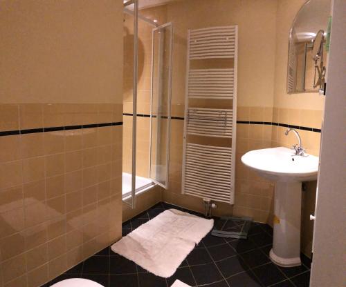 比尔特霍芬Apartment in Romantic Villa的带淋浴和盥洗盆的浴室
