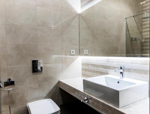 敖德萨艾阿卡迪亚精品公寓酒店的一间带水槽和卫生间的浴室