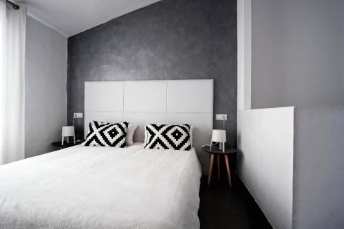 卡斯特利翁-德拉普拉纳Piso Centro de Castellón的卧室配有一张带两个枕头的大白色床