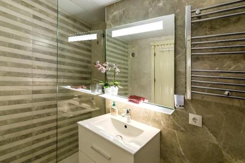 科尔多瓦Apartamento Azahara的一间带水槽和镜子的浴室