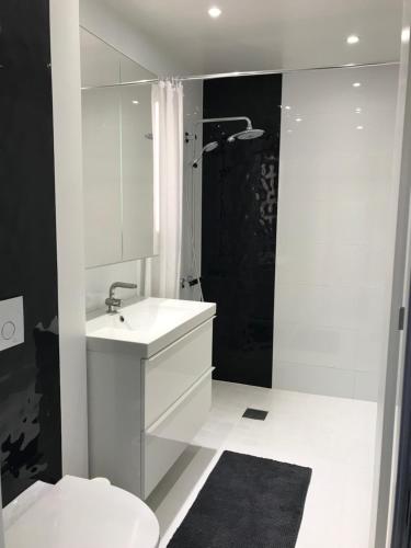 VidselVilla Daga的白色的浴室设有水槽和卫生间。