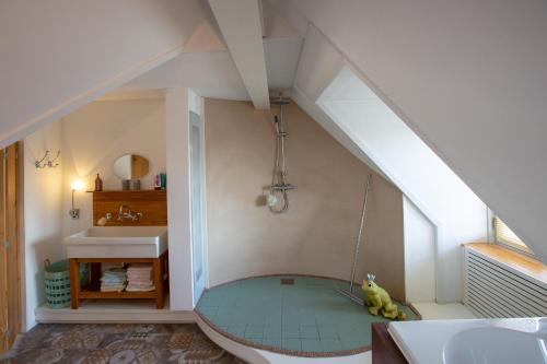 霍恩El Puerto Bed and Breakfast的一间带水槽和秋千的浴室