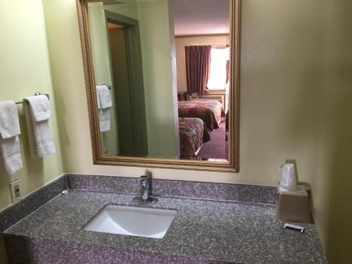 米德兰米得兰德维多利亚酒店的一间带水槽和大镜子的浴室