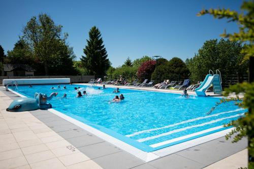 布尔格-罗伊兰德霍汗布施酒店的一群人在游泳池游泳