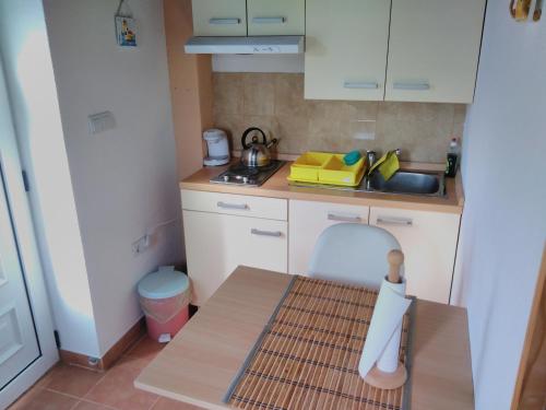 普洛切Apartments Bogunovic的一个带水槽和桌子的小厨房