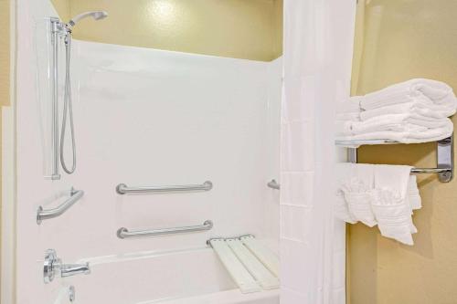 布什奈尔温德姆布什内尔米克罗酒店 的带淋浴和白色毛巾的浴室