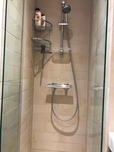 哥本哈根TosleepinCPH的浴室内带软管的淋浴