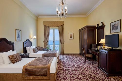 亚历山大亚历山大施泰根贝格尔塞西尔酒店的酒店客房设有两张床和电视。