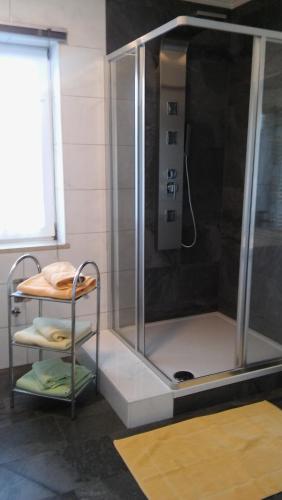 蓬高地区圣法伊特拉特德尔沃特宾馆的浴室内带玻璃淋浴间