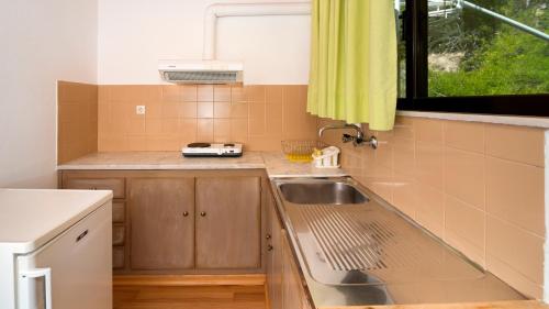 伊利雅Pharos Rooms的一个带水槽和窗户的小厨房