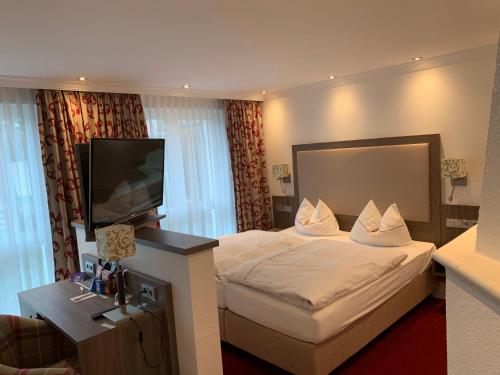 柏林艾尔菲妮娅旅馆的配有一张床和一台平面电视的酒店客房