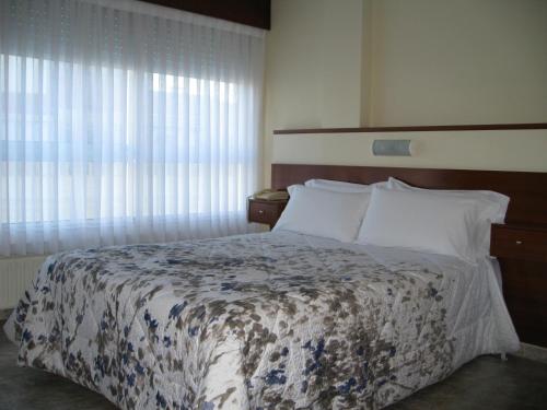 拉科鲁尼亚罗马旅馆的一间卧室设有一张床和一个窗口