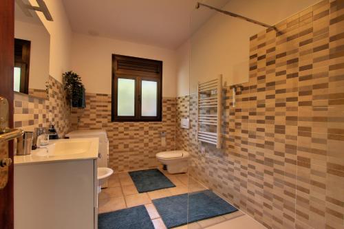 埃尔帕索Casa dos Dragos的一间带卫生间和水槽的浴室