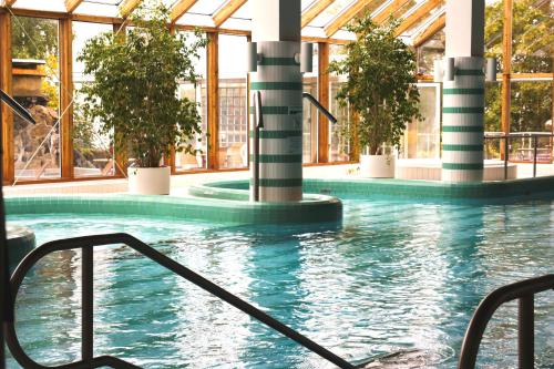 萨翁林纳弗利丽娜夏季酒店的一座带柱子的游泳池