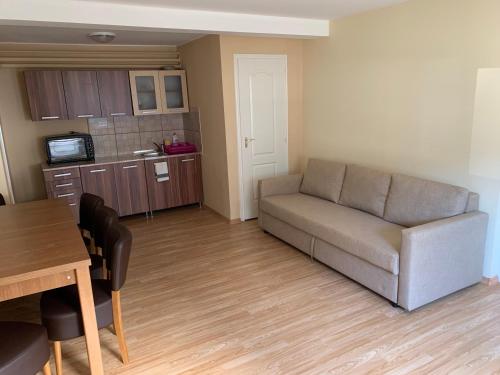 尼赖吉哈佐City Apartman的客厅配有沙发和桌子
