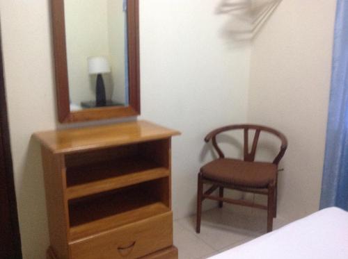 DʼArbeauMitchell's Guest House的一间卧室配有梳妆台、镜子和椅子