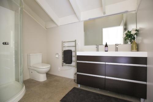 汉密尔顿Cedar Park Bed & Breakfast的一间带卫生间和水槽的浴室