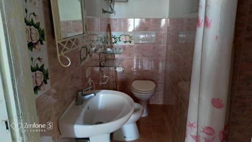 里奥马里纳Appartamento Giallo的一间带水槽和卫生间的浴室