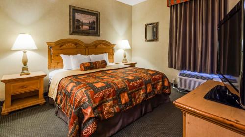 Paradise里维尔贝斯特韦斯特优质套房酒店的配有一张床和一台平面电视的酒店客房