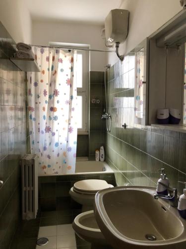 孔韦尔萨诺Cupersanum B&B的一间带水槽、卫生间和淋浴的浴室