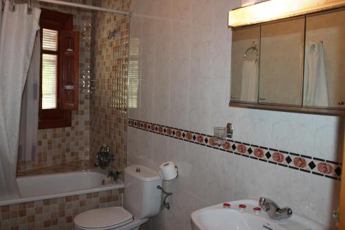 卡皮雷拉Apartamentos Rurales Rosendo: El Orégano的一间带卫生间、水槽和镜子的浴室