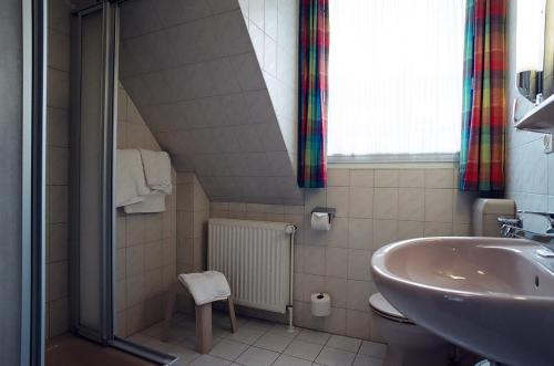 埃姆登Hotel Delfthalle的一间带水槽和卫生间的浴室