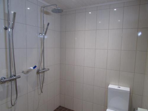 KihelkonnaKihelkonna Jahimaja majutus的带淋浴和卫生间的浴室